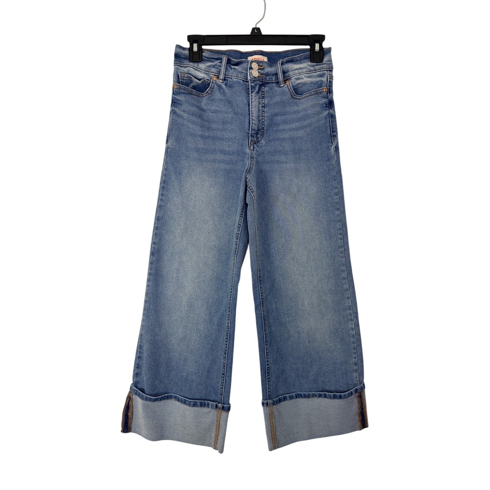Sofia Vergara Margot Wide Leg Cuffed Crop Jeans Medium Wash Size 4 Flare Punk